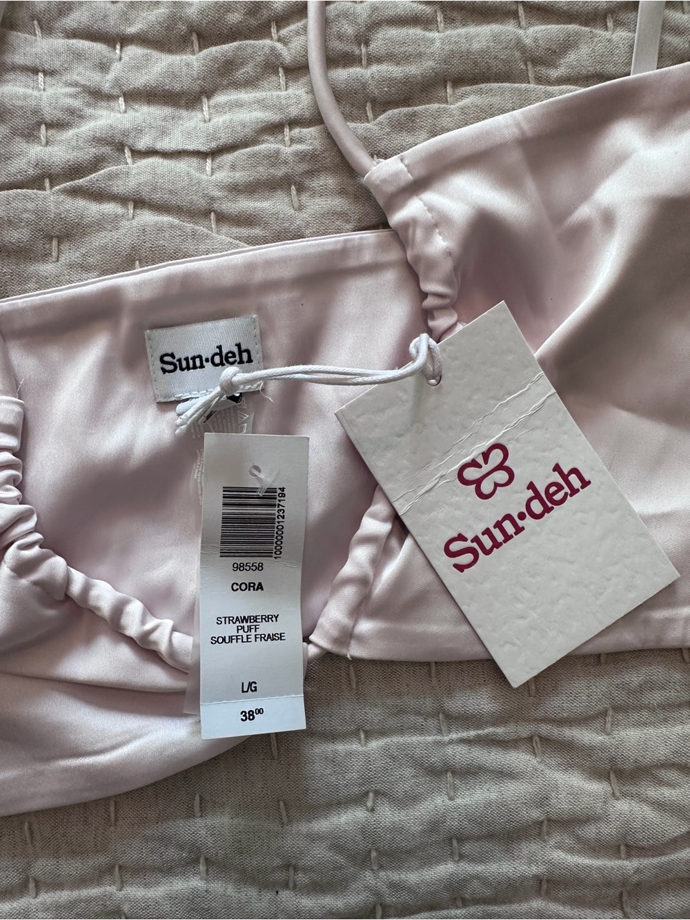 Aritzia Sun-deh Satin Bandeau Top - Light Pink